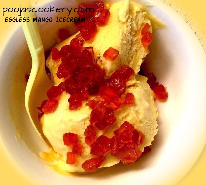Eggless Mango Icecream | poojascookery.com