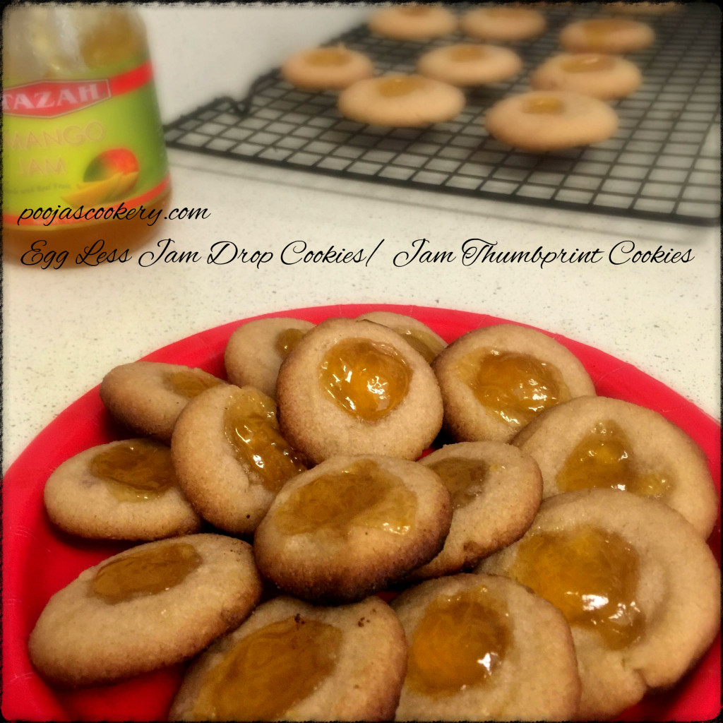 Egg Less Jam Drop Cookies/ Jam Thumbprint Cookies | poojascookery.com