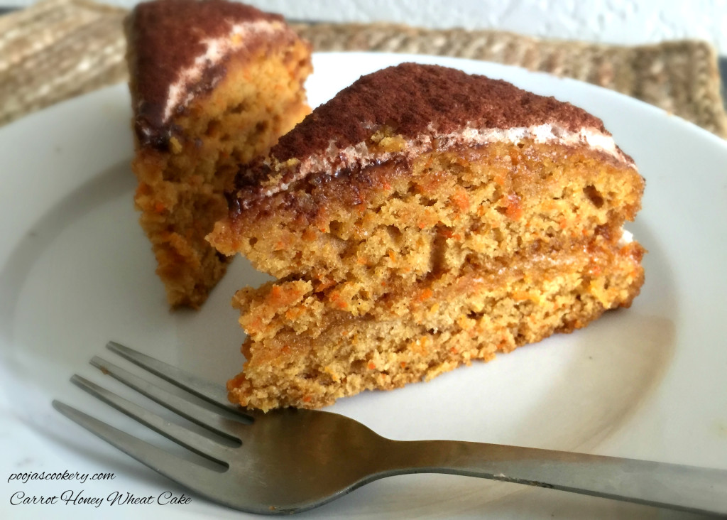 Carrot Honey Wheat Cake | poojascookery.com