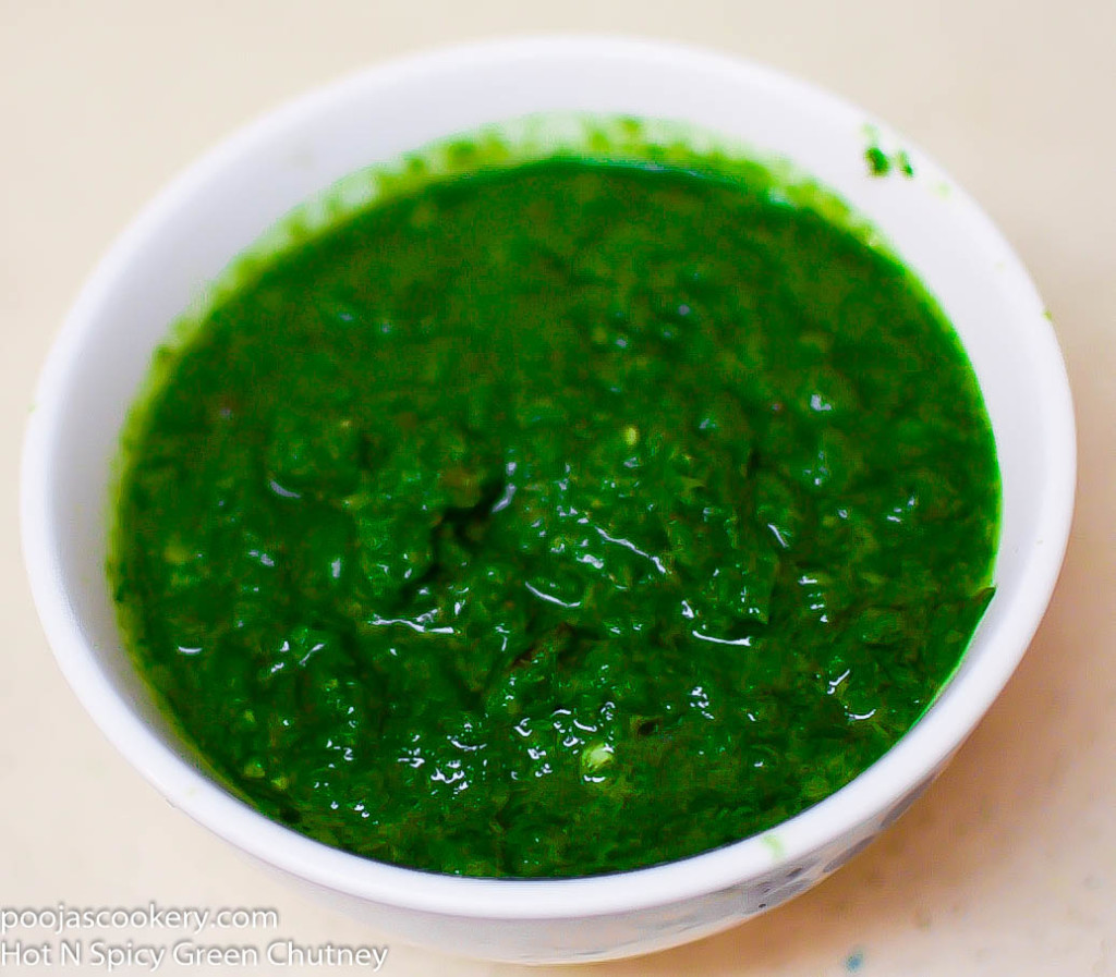 Hot N Spicy Green Chutney | poojascookery.com