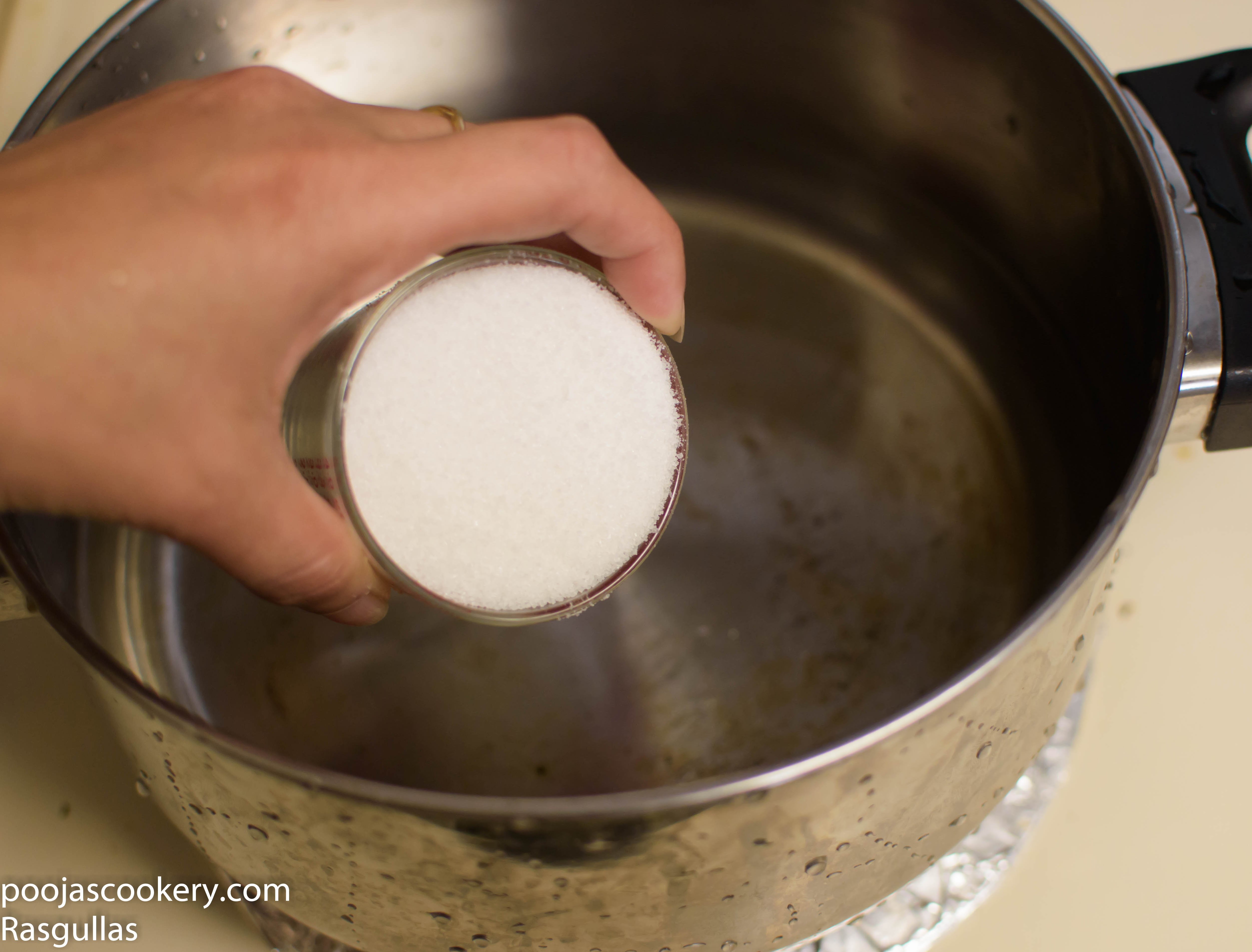 Sugar added in water to prepare syrup