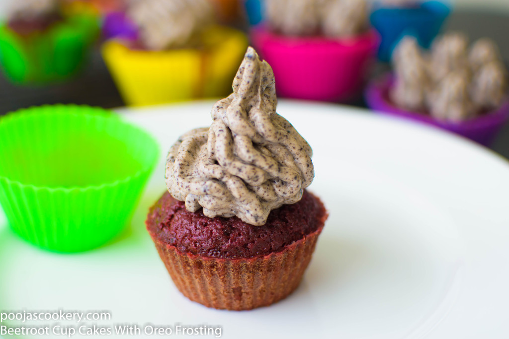 Beetroot Cup Cakes With Oreo Frosting | poojascookery.com