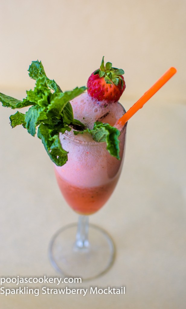 Sparkling Strawberry Mocktail | poojascookery.com
