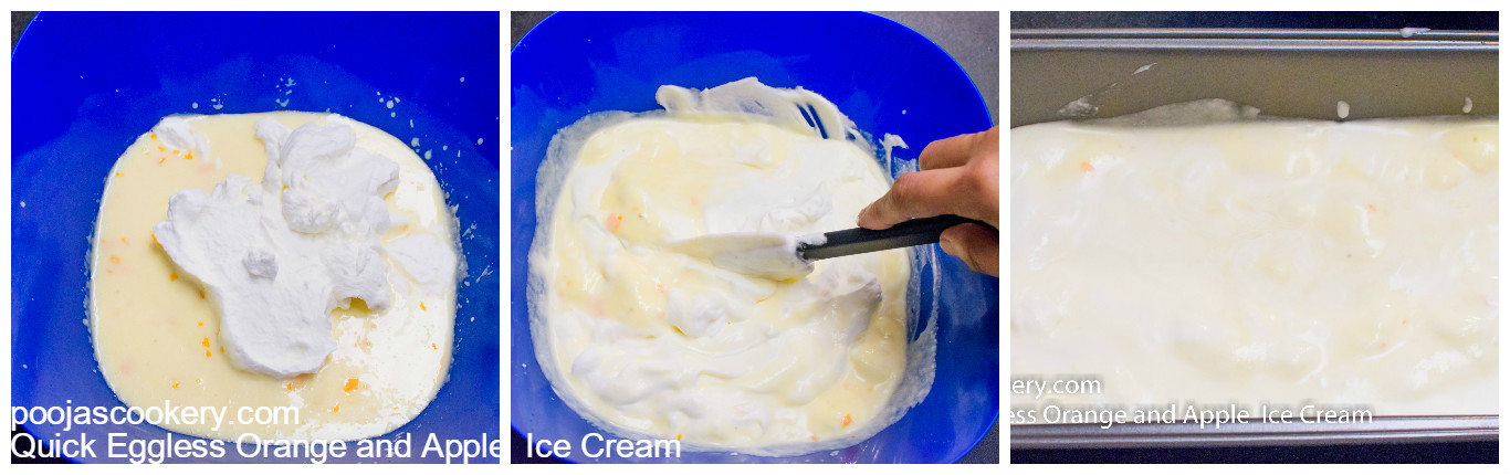 Cream added to the mixture,folded and poured in a pan | poojascookery.com