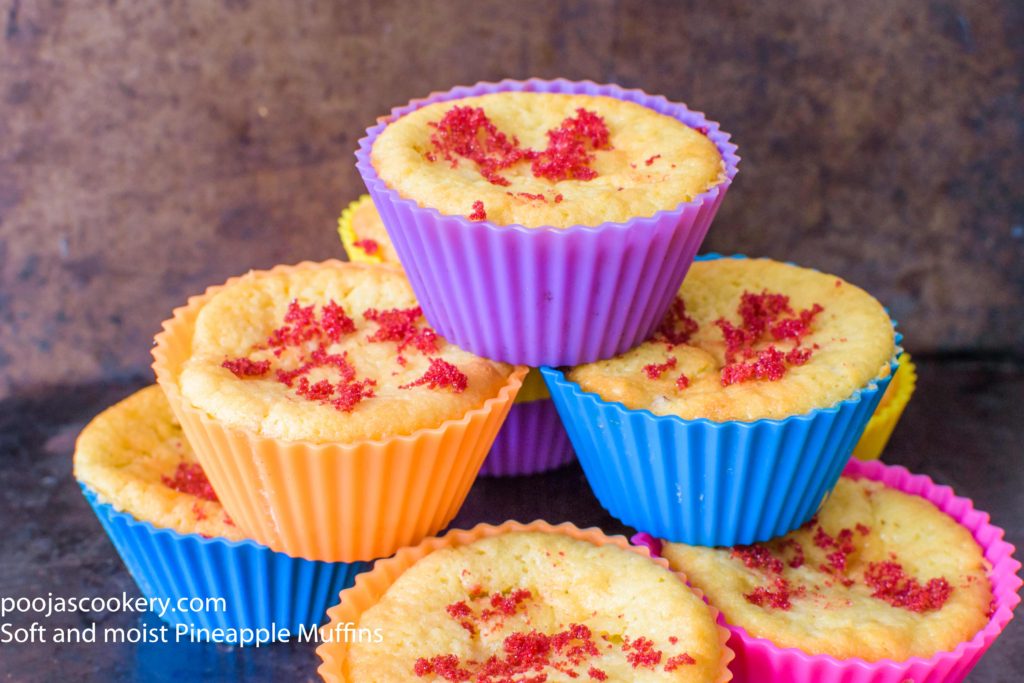 Soft and moist Pineapple Muffins | poojascookery.com