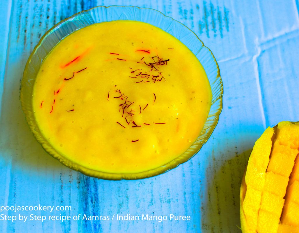 Step by Step recipe of Aamras / Indian Mango Puree | poojascookery.com