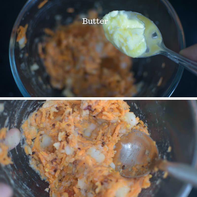 Crispy Baked Vegetable Pockets : Butter in the stuffing