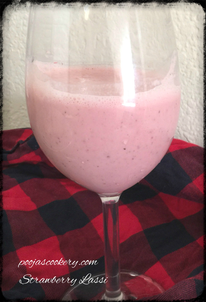 Strawberry Lassi | poojascookery.com
