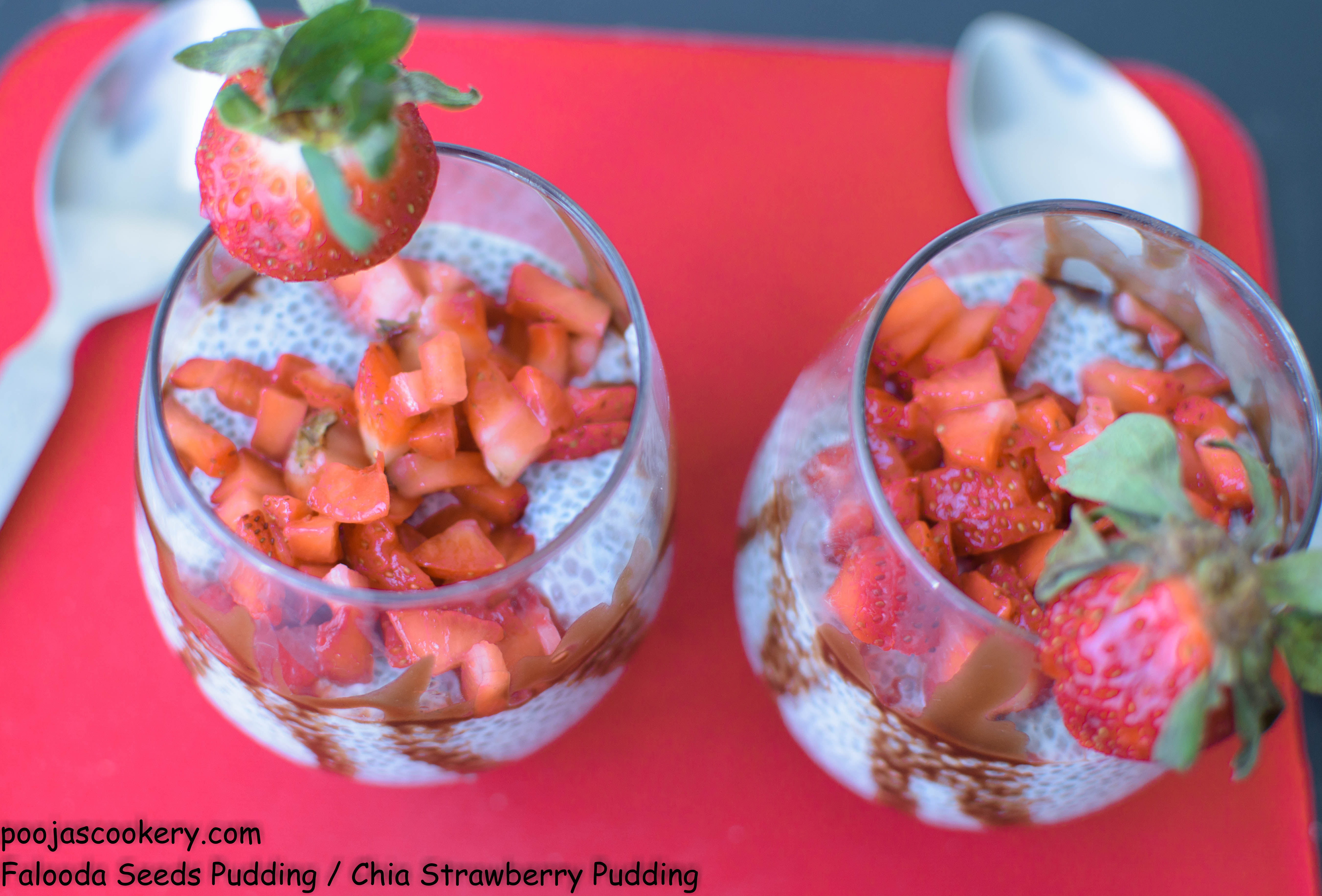 Falooda Seeds Pudding / Chia Strawberry Pudding