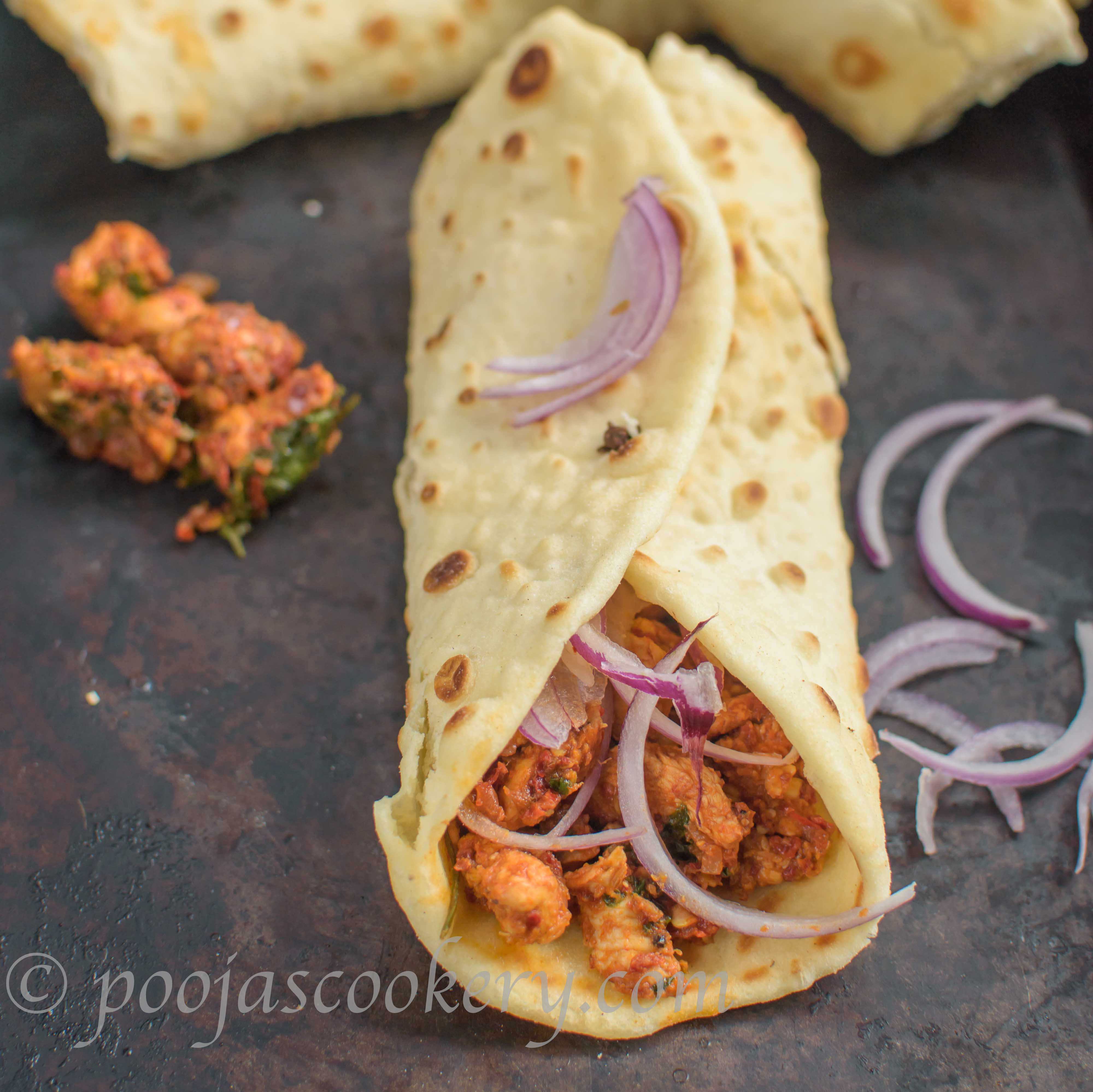 Recheado Chicken Naan Wraps - Fusion Recipe - Pooja's Cookery