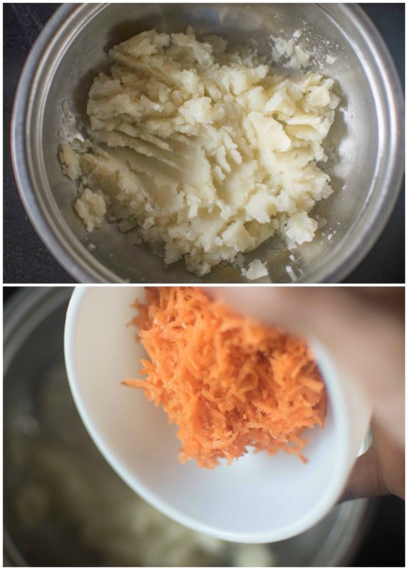 potato mash and carrots