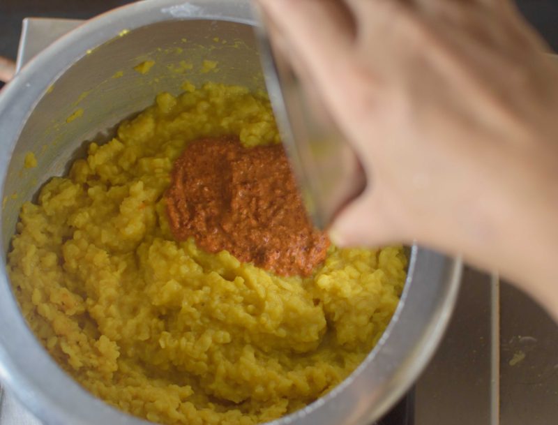 Add-paste-in-cooked-dal